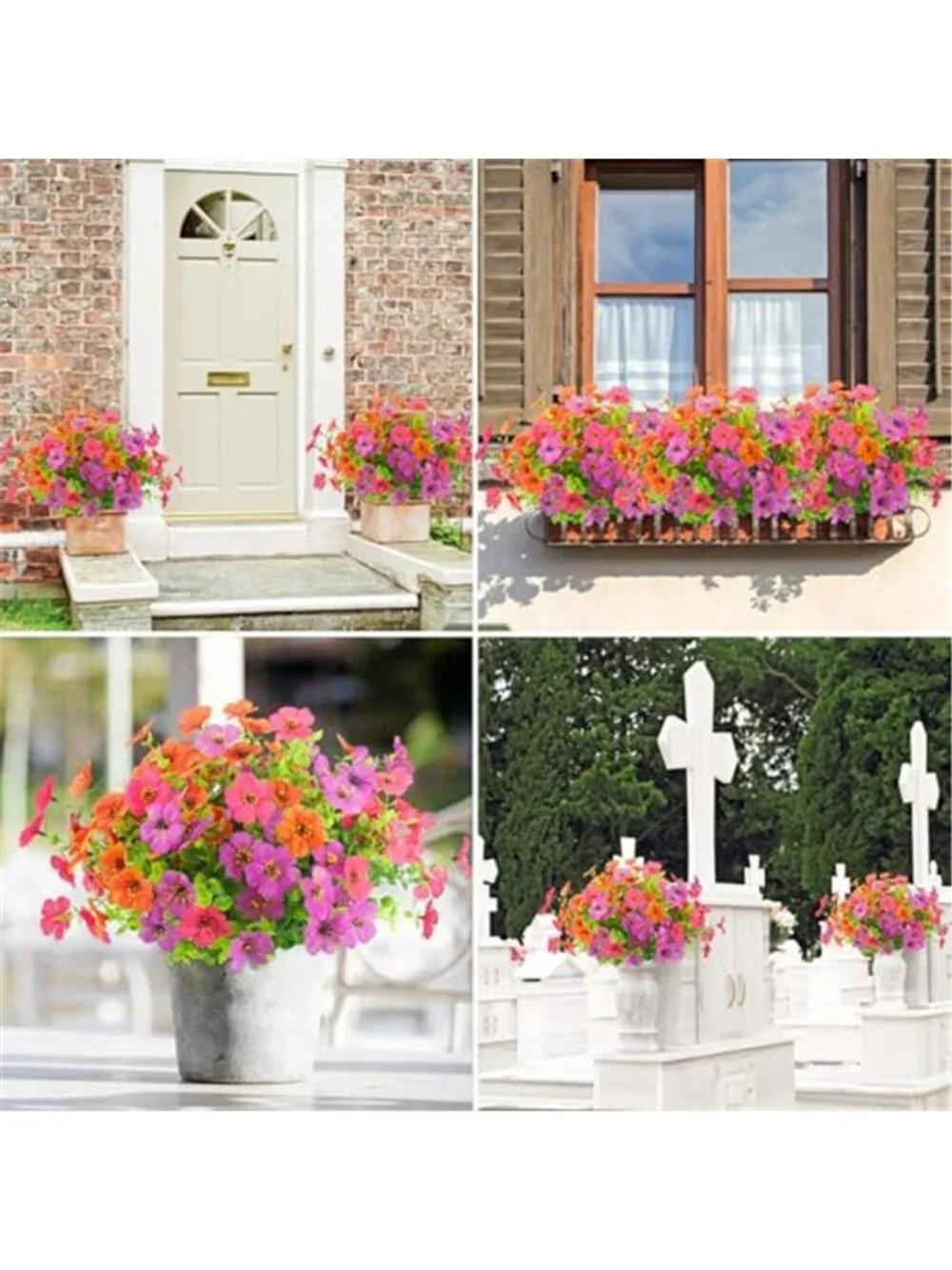 12 Bunch Artificial Flowers Outdoor UV Resistant Faux Silk Plants Garden Decor